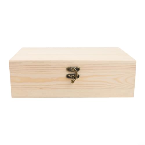 CashMuch Aufbewahrungsbox aus Kiefernholz mit Scharnierdeckel, Schmuckvitrine, Organizer, Schreibtisch-Behälter für Halsketten, Armbänder, Ohrringe (L) von CashMuch