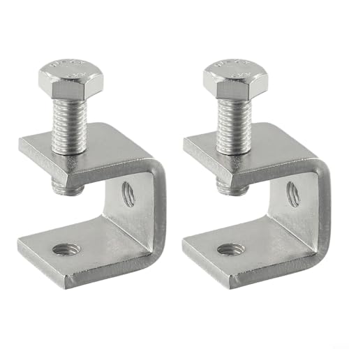 CashMuch Edelstahl-C-Klemmen, Schreibtisch-Montageklammern mit M6-Gewindeloch 0–20 mm, Klemmbereich für Bauschweißen (2 Stück) von CashMuch