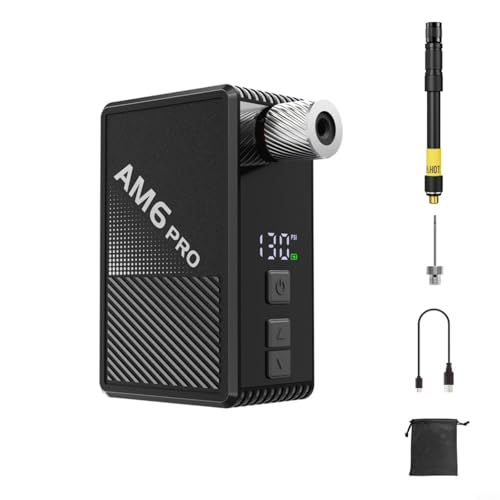 CashMuch Elektrische Reifenfüller, 130 PSI, tragbare Fahrradpumpe, mit LCD-Display, 800 mAh wiederaufladbarer Akku von CashMuch
