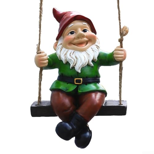 CashMuch Gartenzwerg Schaukel Statue Bunte Harz Hängende Ornament für Outdoor Hof Rasen Dekoration 21x13x10cm von CashMuch