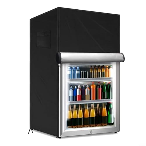 CashMuch Outdoor-Kühlschrank-Abdeckung, wasserdicht, Oxford-Stoff, aufrecht, Mini-Gefrierschrank-Abdeckung mit Aufbewahrungstaschen (schwarz, L) von CashMuch