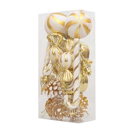 CashMuch Weihnachtskugel-Ornament-Set, 13-teilig, Pfefferminz-Baum-Hängedekorationen, Weihnachtskugeln, Ornamente (Gold) von CashMuch