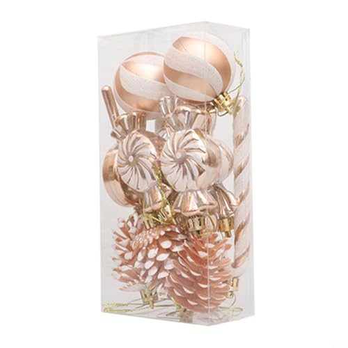 CashMuch Weihnachtskugel-Ornament-Set, 13-teilig, Pfefferminz-Baum-Hängedekorationen, Weihnachtskugeln, Ornamente (für Champagner) von CashMuch