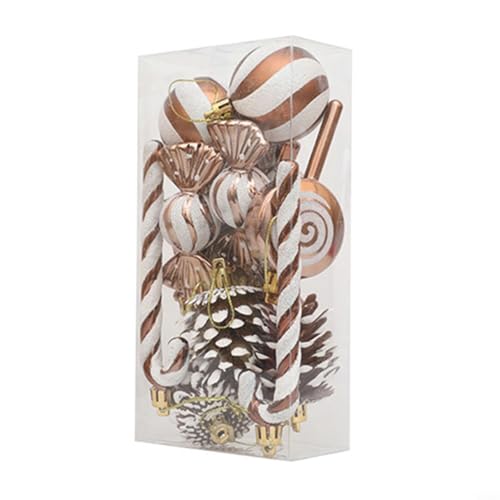 CashMuch Weihnachtskugel-Ornament-Set, 13-teilig, Pfefferminzbonbons, Baum-Hängedekorationen, Weihnachtskugeln, Ornamente (Tannenzapfen) von CashMuch