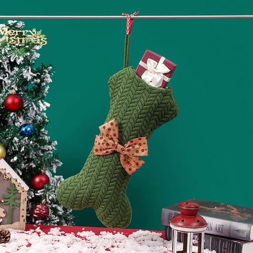 Dekorative gestrickte Socken-Ornamente, ideal für einen festlichen Touch in jedem Raum (grün) von CashMuch