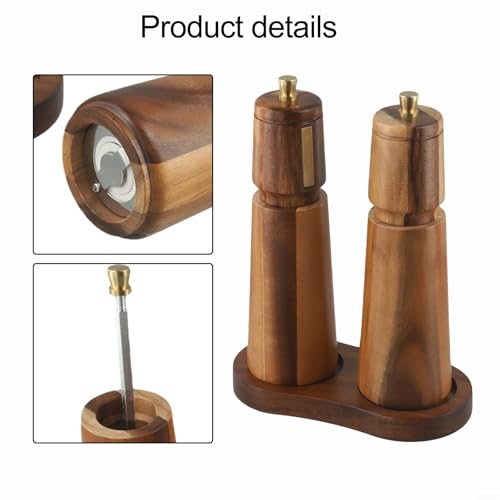 Ergonomisches Salz- und Pfeffermühlen-Set aus Holz mit einstellbarer Grobheit (Set) von CashMuch