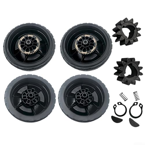 Ersatz-Räder für Rasenmäher, 20,3 cm Durchmesser, mit Antriebsgetriebe-Set für Honda HRN216 Serie inkl. VKA VKAA A VYA VYAA für konsistente Gartenarbeit (4 Stück vorne und hinten + 2 Gänge) von CashMuch