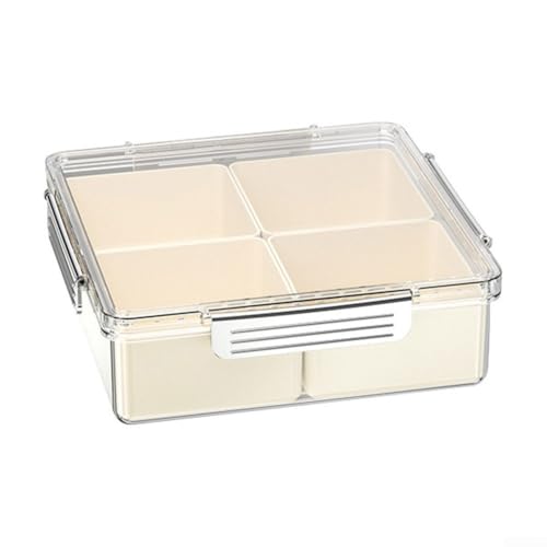 Geteiltes Serviertablett Snackbox mit mehreren Abschnitten für Süßigkeiten, Nüsse, Kekse, Obst, entworfen für einfachen Transport und Organisation (Milchsilber-quadratisch) von CashMuch