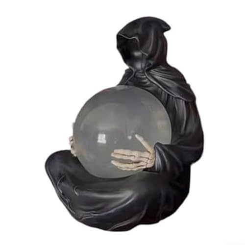 Grimm-Statue mit schwebendem leuchtendem Ball, für Gothic-Enthusiasten, die eine einzigartige Schreibtisch- oder Regaldekoration mit gruseligem Grimm-Statue mit schwebendem leuchtendem Ball, für Gothic-Enthusiasten, die eine einzigartige Schreibtisch- oder Regaldekoration mit gruseligem von CashMuch