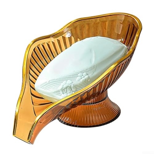 Kompakter Seifenhalter in Blattform hält Seife trocken mit effektiver Ablaufplatte (orange) von CashMuch