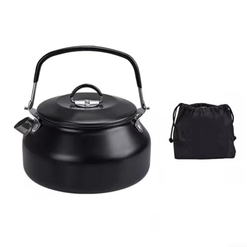 Leichter und tragbarer 0 8 l Camping-Wasserkocher, Edelstahl-Konstruktion (schwarz) von CashMuch