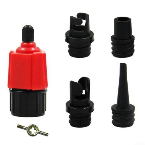 Luftpumpen-Adapter mit 4 Düsen, für Kajak-Paddelboard, aufblasbare Boote mit kompatiblem Anschluss für Reifenpumpe, Kompressor, Outdoor-Aufblaswerkzeug (rot) von CashMuch