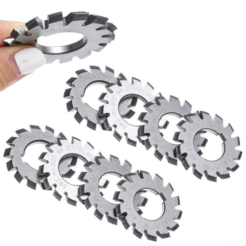 M1 8-teiliges HSS Involute Zahnradschneider-Set, 22 mm Öffnung, 20 Grad Winkel für hohe Zahnräder von CashMuch