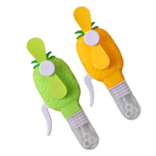 Manueller Handventilator mit multifunktionaler Blasenblasfunktion, handgepresster Bedienung, drehbarer Hebel mit Cartoon-Fruchtform für Kinderunterhaltung (Ananas) von CashMuch