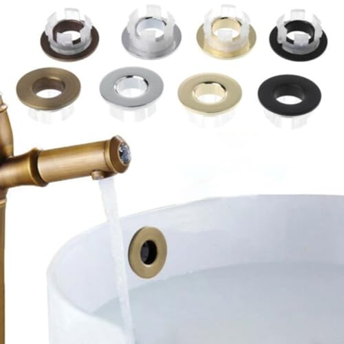 Messing Ersatz Waschbecken Überlauf Abdeckung Einsatzloch für Badezimmer Wasserhahn passend für Standardschüsseln 22 mm 24 mm Flutöffnung Metall-Finish für Waschbecken (Silber) von CashMuch