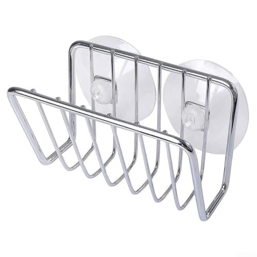 Metall-Spülbecken-Schwammhalter mit Saugnäpfen, Küchenabtropfkorb zum Halten und Trocknen von Schwämmen und Bürsten, platzsparendes, rostbeständiges Material (Silber) von CashMuch