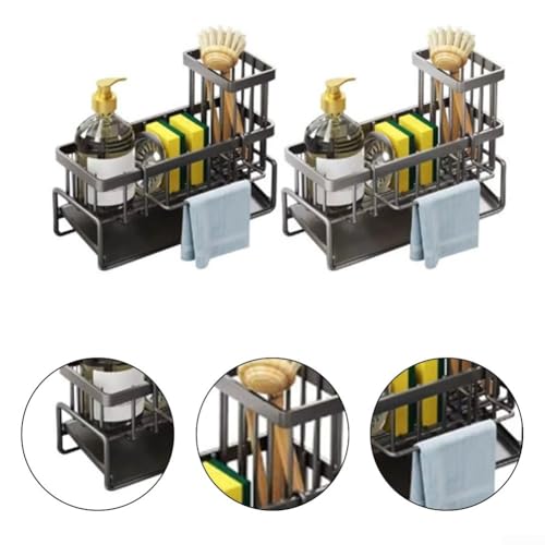 Praktisches Küchenregal, innovatives Design für effektive Entwässerung und Organisation (schwarz) von CashMuch