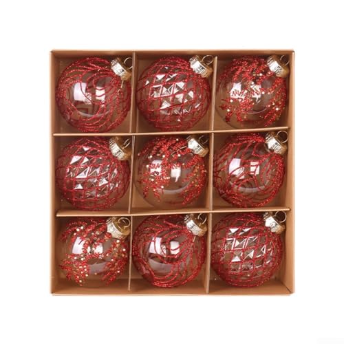 Schaffen Sie eine festliche Atmosphäre mit unserem 9-teiligen transparenten Weihnachtskugel-Ornament-Set, geeignet für jede Feier oder Veranstaltung (rot) von CashMuch