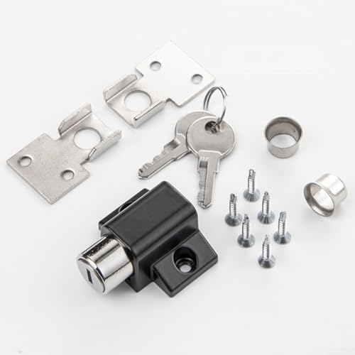 Schiebetürschloss aus Aluminiumlegierung mit Kindersicherung und 2 Schlüsseln für sichere Schiebetür-Installation (schwarz) von CashMuch