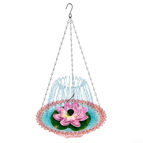 Solarbetriebene Vogeltränke verschönern Ihren Außenbereich mit elegantem Lotus-Design (Rosa) von CashMuch