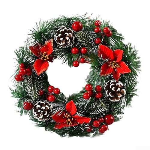 Tür und Fenster hängen Weihnachten Simulation Kranz, handgefertigte PVC Urlaubsdekoration mit stabiler Schlaufe für den Innen- und Außenbereich (C) von CashMuch