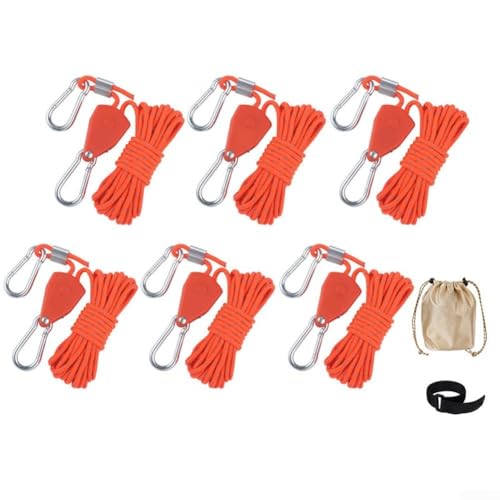 Verstellbares Nachtsicherheitsseil-Set für Camping mit reflektierenden Eigenschaften und schneller Einrichtung (Orange) von CashMuch
