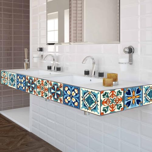 Verwandeln Sie Ihren Raum mit 24 Fliesenaufklebern im marokkanischen Stil, selbstklebend, PVC für einfache Anwendung (20 x 20 cm) von CashMuch