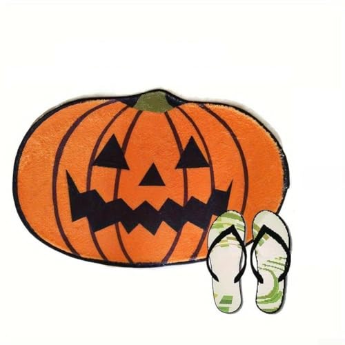 Weicher und dünner Kaschmir-Kürbis-Teppich mit rutschfester Unterseite, entworfen für Halloween-Dekoration und den täglichen Gebrauch im Innenbereich mit einfacher Pflege (60 × 90 cm) von CashMuch