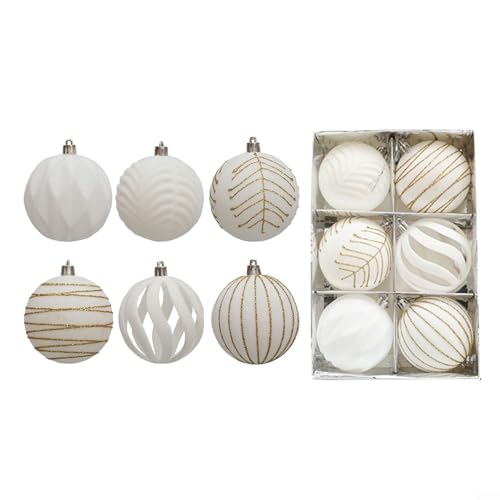 Weihnachtskugel-Ornamente, 8 cm, für Feiertage, Baumschmuck für Hochzeit, Party, hängende und saisonale Dekoration, Weiß, 6 Stück Weihnachtskugel-Ornamente, 8 cm, für Feiertage, Baumschmuck für Hochzeit, Party, hängende und saisonale Dekoration, Weiß, 6 Stück von CashMuch