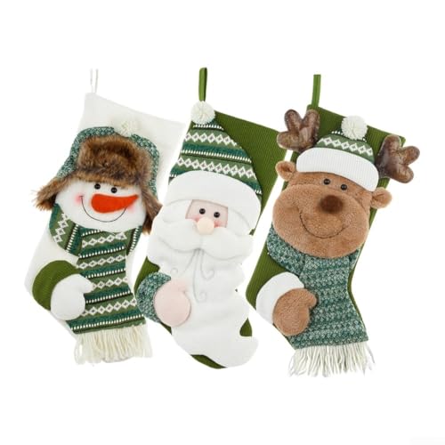 Weihnachtsstrümpfe Set mit 3D Weihnachtsmann Schneemann und Hirsch für Kamindekoration und Feiertagsfeier Aufbewahrung mit breiter Öffnung Weihnachtsstrümpfe Set mit 3D Weihnachtsmann Schneemann und Hirsch für Kamindekoration und Feiertagsfeier Aufbewahrung mit breiter Öffnung von CashMuch