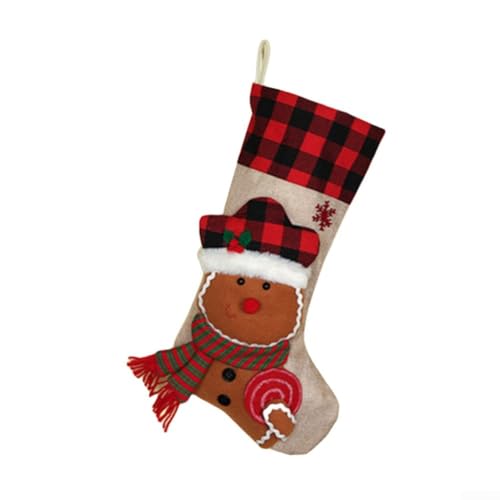 Weihnachtsstrümpfe zum Aufhängen, 48,3 cm, Weihnachtsstrumpf mit Plüsch-Schneemann, Hirsch, Weihnachtsmann, Pinguin, Keks, um Charme zu Urlaubsdekoration für Familie und Kinder (Keks) von CashMuch