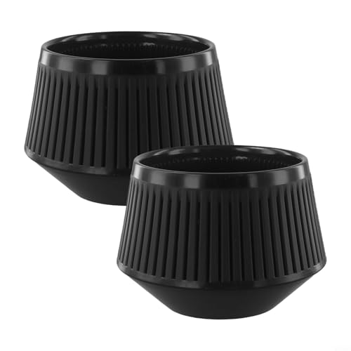 Zweilagige Orchideentöpfe mit Luftbeschneidungsrillen und verbessertem Luftstrom-Design, geeignet für verschiedene Pflanzen, kommt mit Bodenstütze und passenden Untersetzern (2 Stück schwarz) von CashMuch