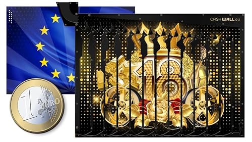 CashWall - Spardose für ganze Jahr - Geld Sparen Challenge | Spardose Nicht zum öffnen - Auszahlung bei vollständiger Füllung | Spardose für Geburtstagskind - 18. Geburtstag wiederverwendbar von CashWall