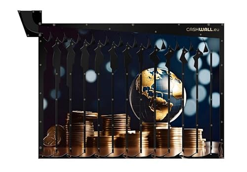 Cashwall - Spardose Erwachsene für ganze Jahr - 365 Münzen - 2 Euro - Wandspardose 365 Tage | Münzen Spardose Nicht zum öffnen - Auszahlung bei vollständiger Füllung | Zum Aufhängen von CashWall