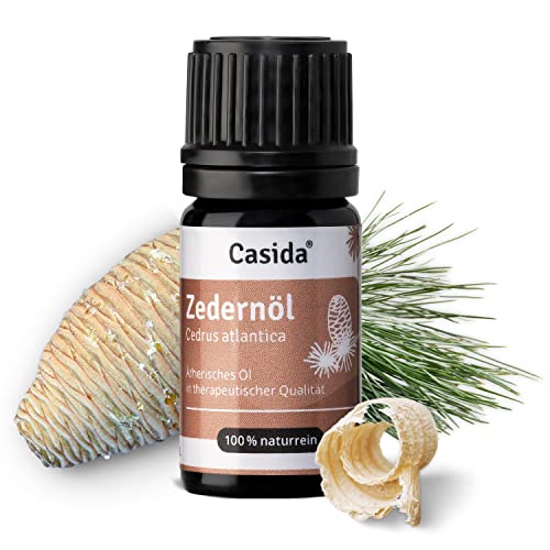 Zedernöl Naturrein - Ätherisches Öl - Therapeutische Qualität – Zedern Öl für Aromatherapie, Aromadiffuser - Aus der Apotheke - 5 ml von Casida