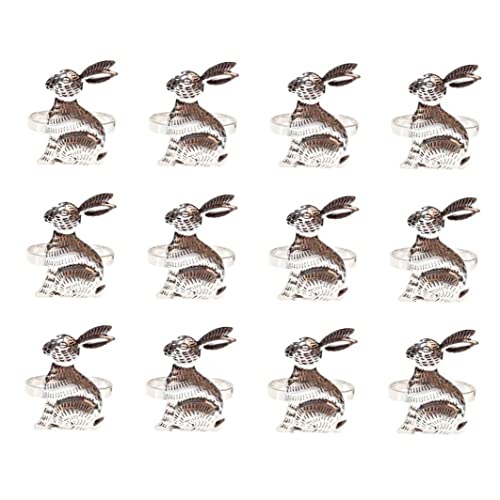 12 Stücke Easter Bunny Serviette Ringe Metall Kaninchen Serviette Ring Halter Tischdekor Napin Schnallen Zum Abendessen Dekoration von Casiler