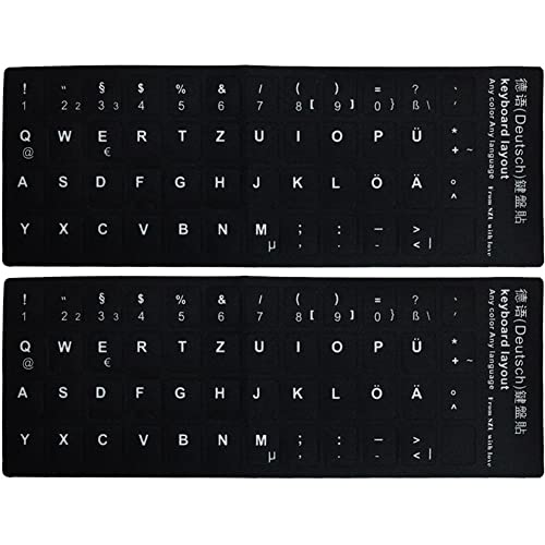 2pcs Universal Deutsche Tastaturaufkleber, Computer -tastatur -aufkleber Buchstabe Alphabet Für Computer Laptop Notebook Desktop von Casiler