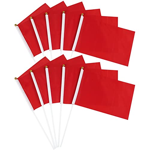 Casiler 10pcs Mini Hand Hold Fahne Kleine Rote Flagge Mini Lebendige Farbflagge Für Paraden Partydekorationen von Casiler