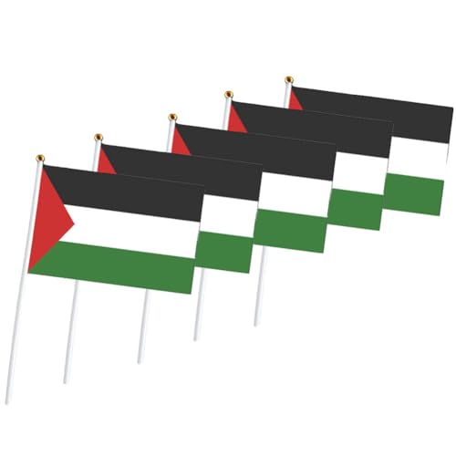 Casiler 5 Stück Palästina-handflagge, Kleine Größe, Polyester, Handschwenkende Flagge, Algerien, Nationale Wehende Flagge, Heimdekoration, 14 X 21 cm von Casiler