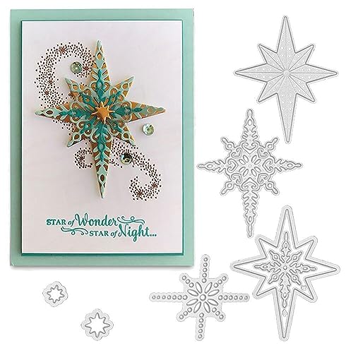 Casiler 7pcs/Set Starlight Snowflake Metal Schnittstört Scrapbooking Weihnachten Schneiden Präge Schablonen Stanze Album Papierkarte Herstellung von Casiler