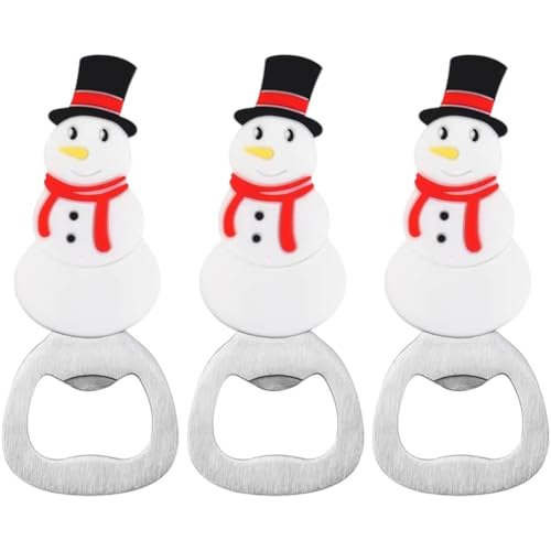 Casiler Weihnachts-flaschenöffner in Schneemannform, Silikon-Edelstahl-Magnet, Weihnachtsmagnet, Kühlschrank-Stick, Flaschenöffner von Casiler