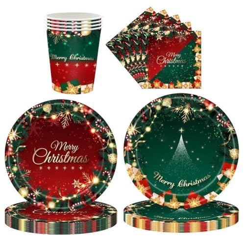 Frohe Weihnachten Themenparty Einweggeschirr Set Pappteller Servietten Cups Tischdecke Weihnachtsdekor Für Das Neujahr Zu Hause von Casiler