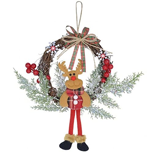 Weihnachtslattankranz Santa Elk Schneemann Türkranz Ring Hängende Girlande Für Neujahr Weihnachten Party Ornamente von Casiler