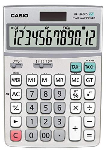 Casio Tischrechner DF-120ECO, 12-stellig, umweltfreundlich, Steuerberechnung, Solar-/Batteriebetrieb, farbe von Casio