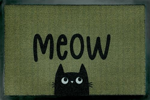 Casita Living Billboard Fußmatte, Meow in Style grün 50x75cm, innen und außen, waschbar von Casita Living