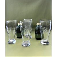 starburst Geätzt Mid Century Pint Gläser - 20 Unzen Set Von 4 von Caskalrecognition