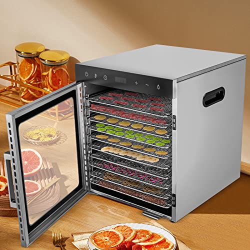 10 Edelstahlgitter Gemüse Trockner,Dörrautomaten freeze dryer gefriertrockner,Dörrgerät für Obst und Gemüse,800W Timer mit 24 Stunden Funktion und integrierter LED-Beleuchtung von Caskunbsy