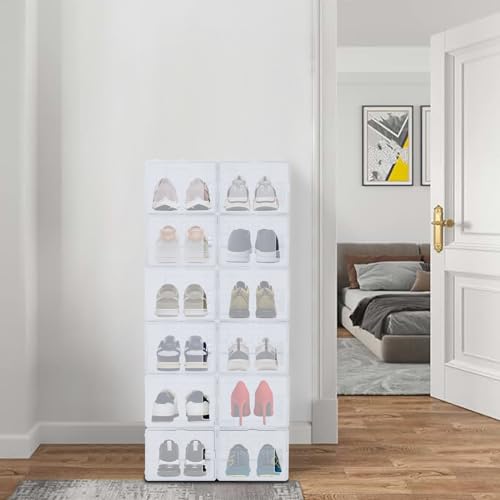 Caskunbsy 12x Schuhboxen stapelbar transparent, Atmungsaktive Aufbewahrungsboxen für Schuhe bis Größe 49, stapelbar & platzsparend für Schrank/Flur, mit Griff & Belüftung Caskunbsy 12x Schuhboxen stapelbar transparent, Atmungsaktive Aufbewahrungsboxen für Schuhe bis Größe 49, stapelbar & platzsparend für Schrank/Flur, mit Griff & Belüftung von Caskunbsy