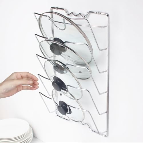 Caskunbsy Brandneue Schwenkdeckelhalterung aus Eisen - Wandhalterung Deckelhalter 5 Topf Deckel Aufbewahrung Halter Küchenschrank Silber, 43 x 27,5 x 10,2 cm Caskunbsy Brandneue Schwenkdeckelhalterung aus Eisen - Wandhalterung Deckelhalter 5 Topf Deckel Aufbewahrung Halter Küchenschrank Silber, 43 x 27,5 x 10,2 cm von Caskunbsy