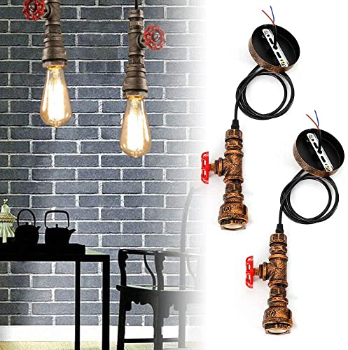 Caskunbsy Deckenlampe Retro Wasserrohr-Hängelampe,Retro industrielle Pendelleuchte, 2-teilige Hängelampe Art déco Stil, Wasserrohr Pendelleuchte E27-Fassung Caskunbsy Deckenlampe Retro Wasserrohr-Hängelampe,Retro industrielle Pendelleuchte, 2-teilige Hängelampe Art déco Stil, Wasserrohr Pendelleuchte E27-Fassung von Caskunbsy